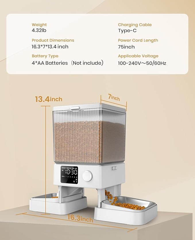 oneisall Automatic Cat Feeder for 2 Cats, 20 Cups/5L Automatic Cat Food - Image 9