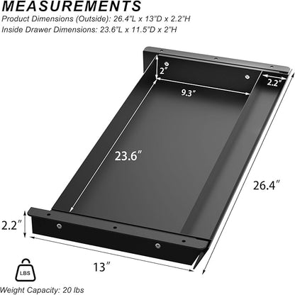 Large Under Desk Mounted Sliding Drawer - Image 2