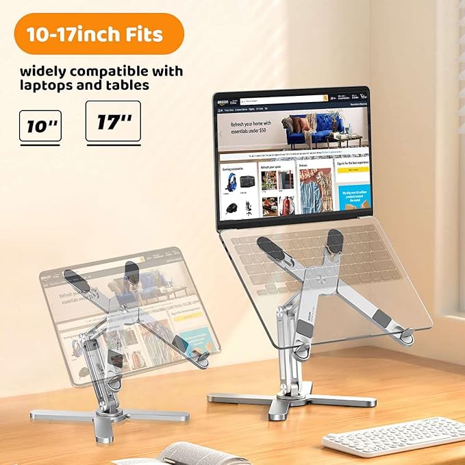 Laptop Stand with 360 Rotating Base, Computer Notebook Laptop Riser Metal Holder - Image 5
