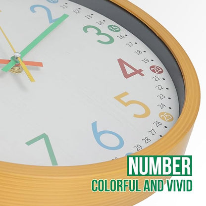 bakbrand Kids Wall Clock Silent Non-Ticking Colorful Childrens Clock Round - Image 6