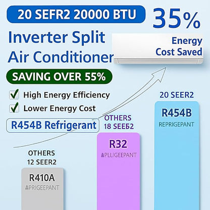 20K Dual 2 Zone Mini Split Air Conditioner and Heater, 20 SEER2 208-230V 9000 + - Image 3