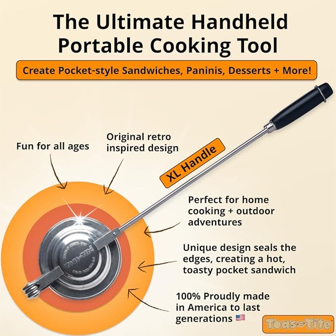 Sandwich Grill XL, Handheld Panini Press & Sandwich Maker, Cast Aluminum Pie - Image 2