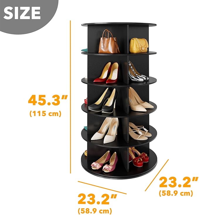 SpaceAid 5 Tier Rotating Shoe Rack Tower, Spinning Shoe Display Lazy Susan - Image 2