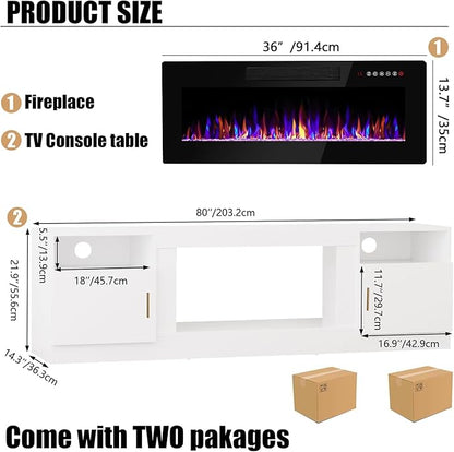 VITESSE TV Stand with 36" inch Electric Fireplace Up to 90" TVs, LED Light - Image 3