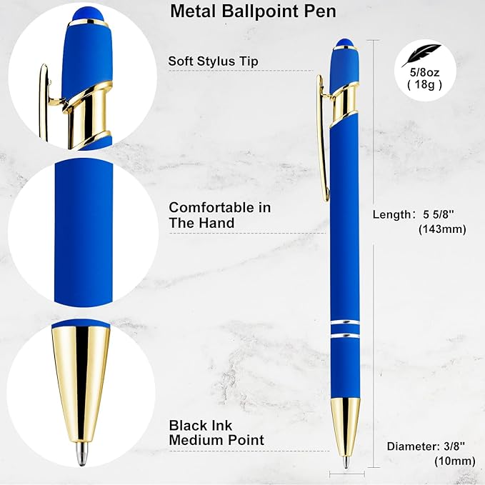 LINFANC 12 Pack Blue Gold Ballpoint Pen - Image 4