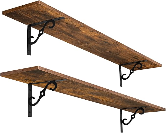 DINZI LVJ Long Wall Shelves, 47.3" Large Floating Shelves Set of 2, Farmhouse by DINZILVJ