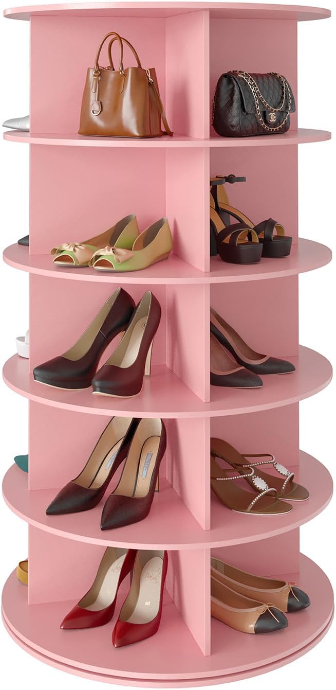 SpaceAid 5 Tier Rotating Shoe Rack Tower, Spinning Shoe Display Lazy Susan by SpaceAid