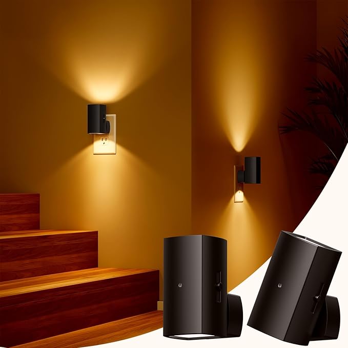 Brightown 2 Pack Black White Night Lights Plug into Wall, Modern Night Light - Image 9