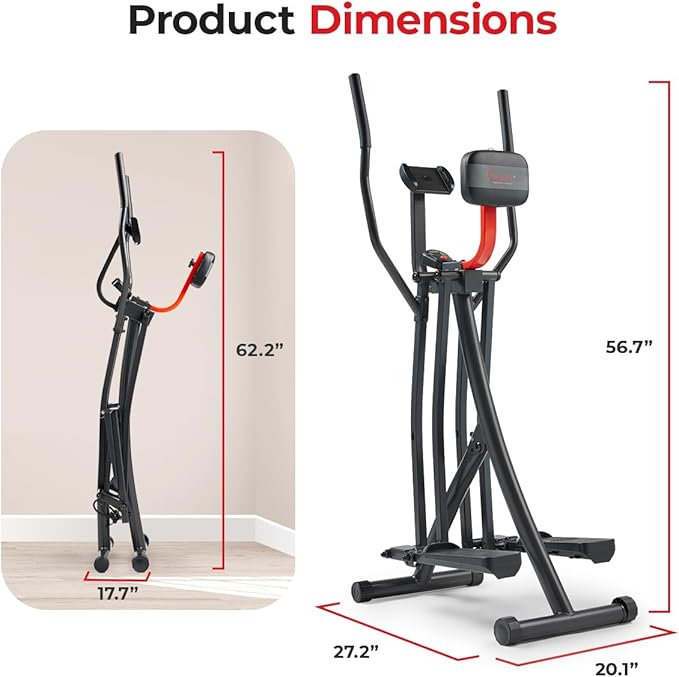 Sunny Health & Fitness Foldable Air Walk Elliptical, SunnyFit App via Bluetooth - Image 6