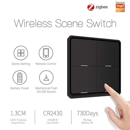 ZigBee Wireless Remote Control Smart Switch Wall Panel Transmitter, Requires - Image 2