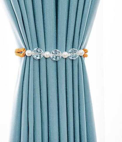 Large Crystal Curtains with Tie Straps Curtain Storage with