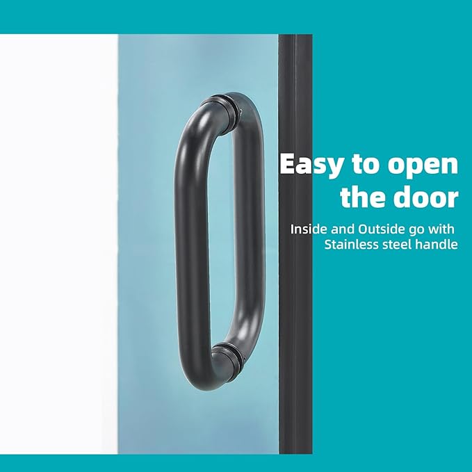 Pivot Swing Shower Door, Adjustable Width 58.9-60" W x 74" H Semi-Frameless - Image 5