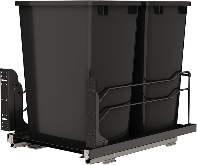 Rev-A-Shelf 35 Qt Double Pullout Under Cabinet Kitchen Trash Cans w/Soft-Close by Rev-A-Shelf