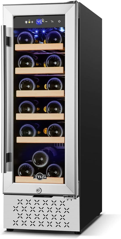 Tylza 12" Wine Cooler Refrigerator, 18 Bottles Capacity, Compact Freezerless by TYLZA
