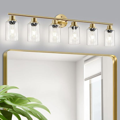 Guliaofo 6-Light E26 Gold Bathroom Vanity Lights, Modern Bathroom Light Fixtures by GuliaofoLights