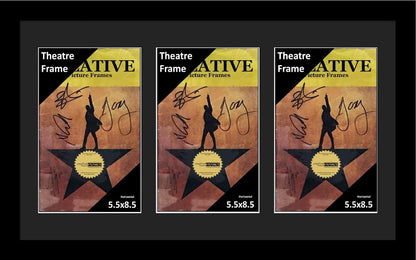 Creative Picture Frames 11"x 22" Black Triple Theatre Bill Frame and Black Matting with Installed Hanger and Stand (Theatre Bill Not Included)