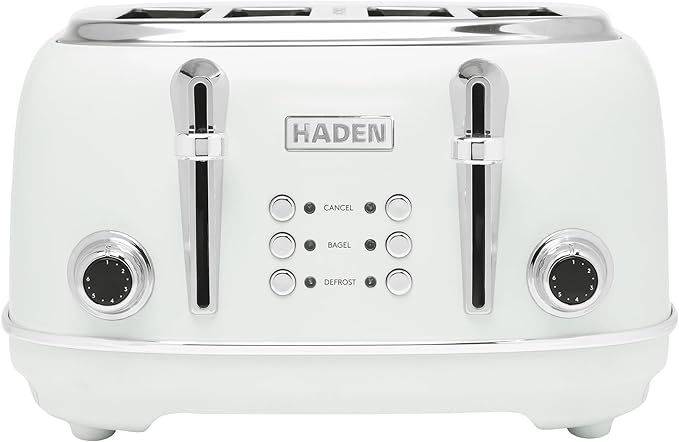 HADEN Heritage Toaster with Extra Wide Slots, Ivory & Chrome by HADEN