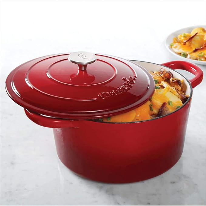 Crock-Pot Artisan 7-Quart Round Enameled Cast Iron Dutch Oven – Scarlet Red - Image 6