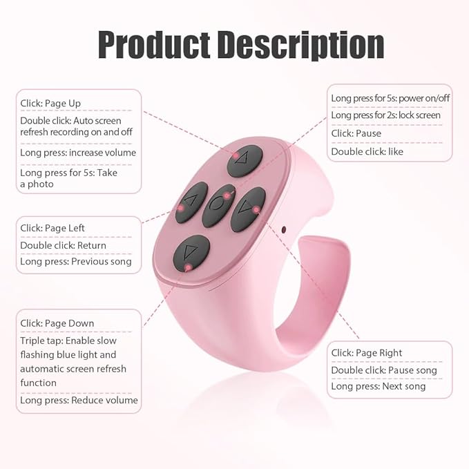 Fingertip Wireless Bluetooth Remote Control, 2026 New Bluetooth Ring Scroller - Image 3