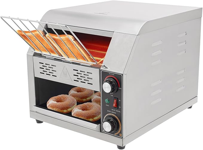 Commercial Conveyor Toaster, 300 Slices/Hour, Stainless Steel, Electric by Treliamd