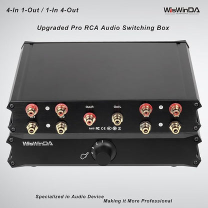 4-in 1-Out Pro RCA Audio Switch Box Audio Converter 4 Channels 1-in 4-Out HiFi - Image 2