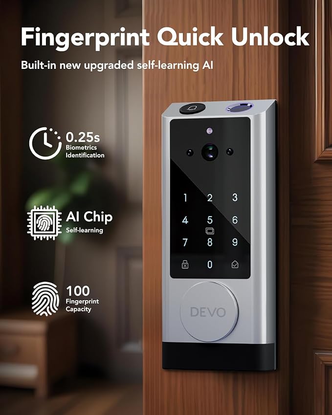 Devo G1 Video Smart Lock with Camera&Doorbell, 6-in-1 Keyless Entry Door Lock - Image 3