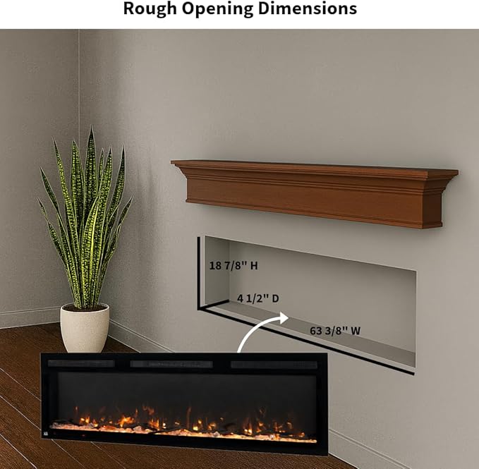 Touchstone Smart Electric Fireplace-The Fury 65" Wide- 4.5" Thin in Wall - Image 3
