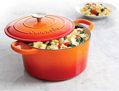 Crock-Pot Artisan 5-Quart Round Enameled Cast Iron Dutch Oven – Sunset Orange - Image 5
