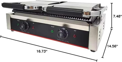 Commercial Panini Press With Grooved Grill Sandwich Maker Machine Electric - Image 5