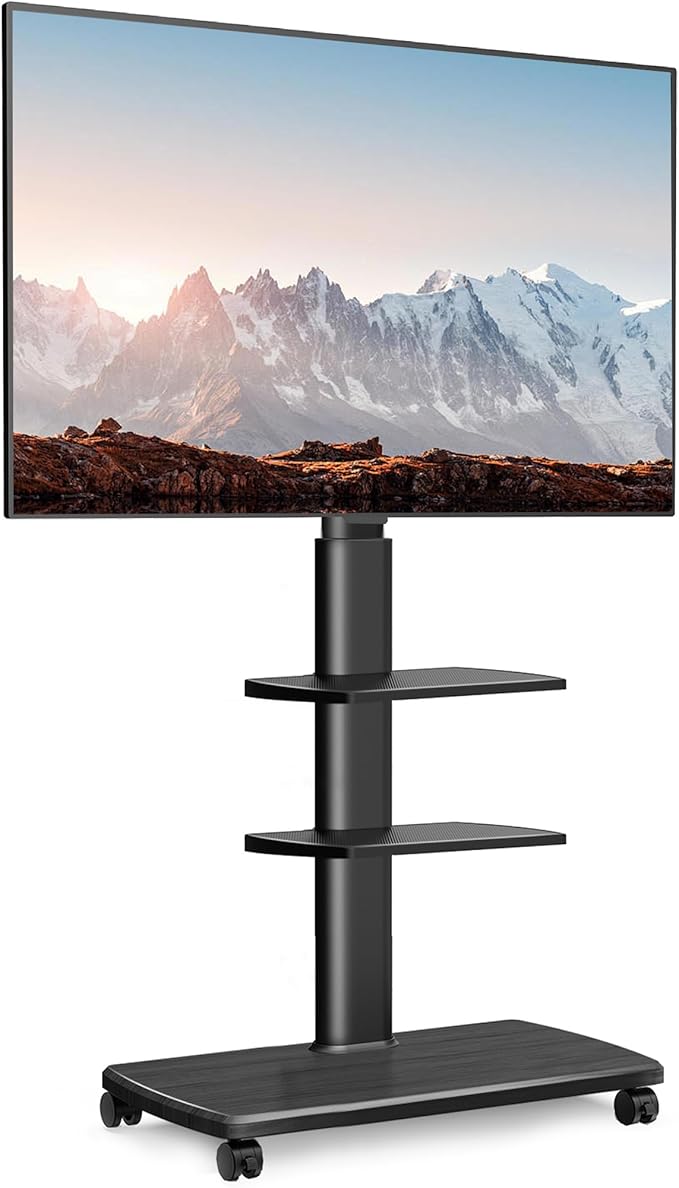 FITUEYES Swivel Rolling TV Stand, Height Adjustable Mobile TV Cart by FITUEYES