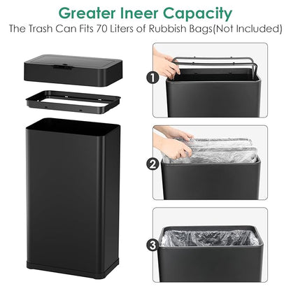 Arlopu Automatic Trash Can, Sensor Motion Stainless Steel Garbage Bin, - Image 9