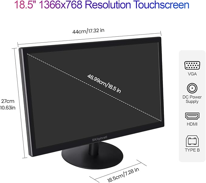 SKitphrati 18.5 Inch Touchscreen Monitor HD 1366x768, VESA Wall Mountable - Image 6