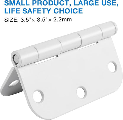 6 Pack 3.5 Inch Door Hinges White Matte Rounded 3 1/2 Inch Noise Free Iron - Image 2