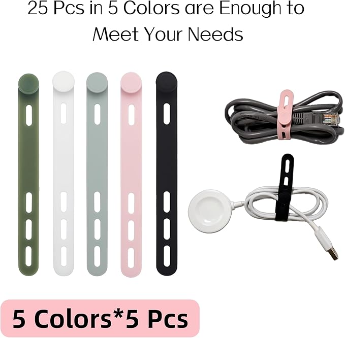 25 PCS Silicone Cable Ties Cord Organizer - Image 6