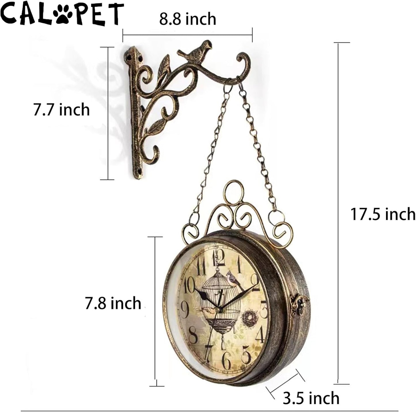 Retro Rust Wall Clock, 8" Double Sided Vintage Antique Hanging Clocks | Wall clocks for living room decor, 20th century modern, vintage home decor, bedroom or office, silent quartz