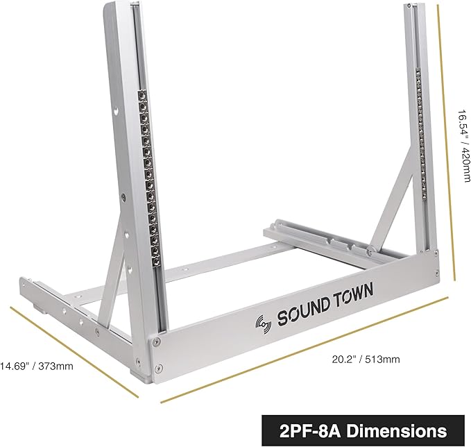 Sound Town 8U Aluminum 2-Post Desktop Open-Frame Rack, Angle Adjustable - Image 7