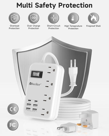 European Travel Plug Adapter, US to Europe Travel Power Strip - Image 8