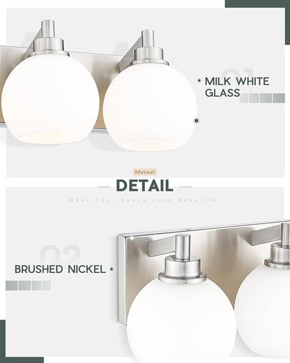 METWET Bathroom Light Fixtures, 4 Light Brushed Nickel Vanity Light, 26 Inch - Image 4
