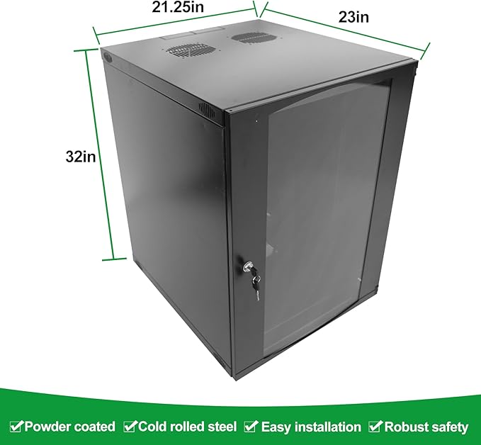 15U Server Cabinet Wall Mount Rack Enclosure - Image 2