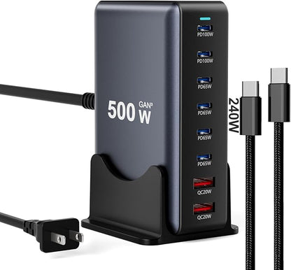 500W Fast Charging 8 Port USB C Charger Block by Unknown