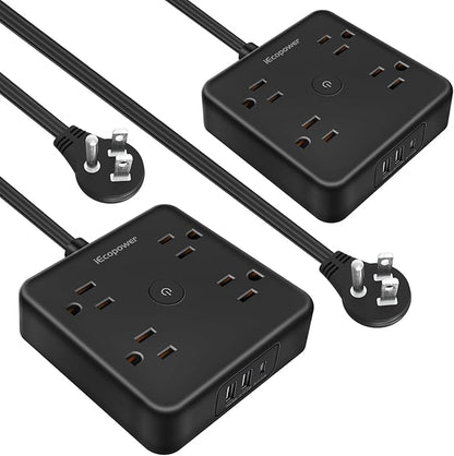 2 Pack Ultra Flat Plug Power Strip, Power Strips by iEcopower