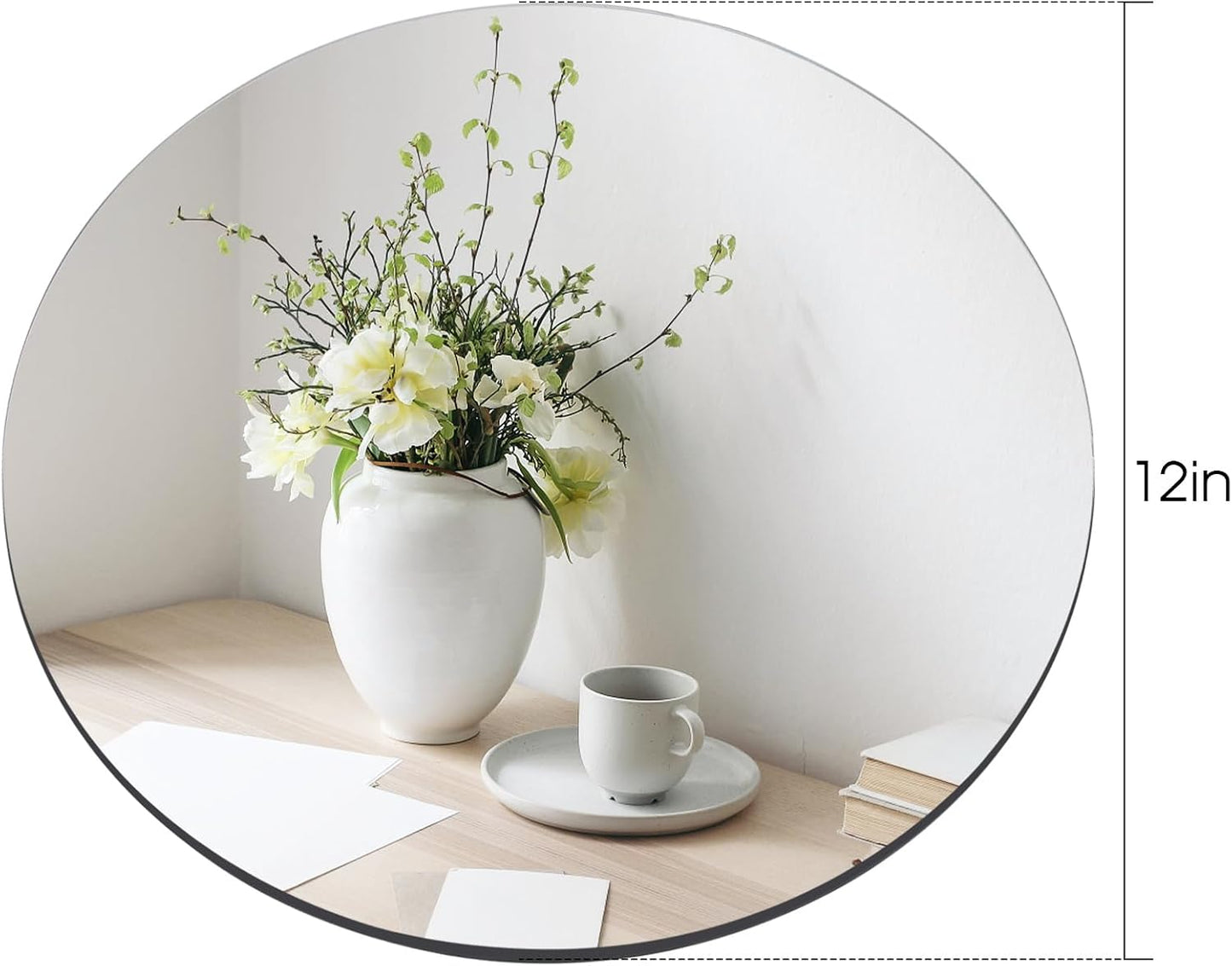 Mymonfif 12" Mirror Centerpieces, Set of 12 Round Mirrors for Centerpieces, 2mm Glass Mirror Plates, Mirror Tray, for Wedding Table, Party Decorations, Candle Plate Set, Craft, Christmas Decorations