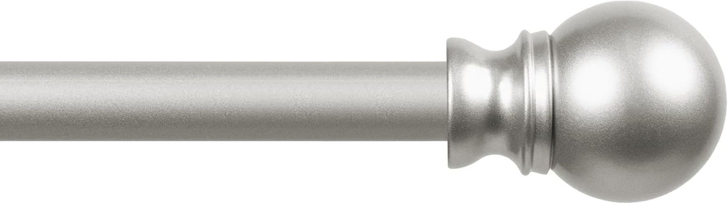 Kenney KN55970 Davenport Ball End Petite Café Decorative Window Curtain Rod, 28-48" Adjustable Length, Brushed Nickel Finish, 1/2" Diameter Steel Tube