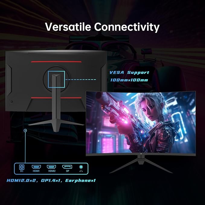 KTC 32 Inch Curved Gaming Monitor, FHD 1080P 165Hz PC Monitor, 122% sRGB - Image 5