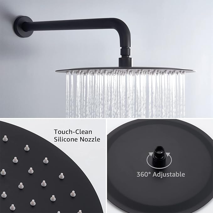 Iriber Matte black Shower System Wall Mounted Shower Faucet Mixer Set - Image 3