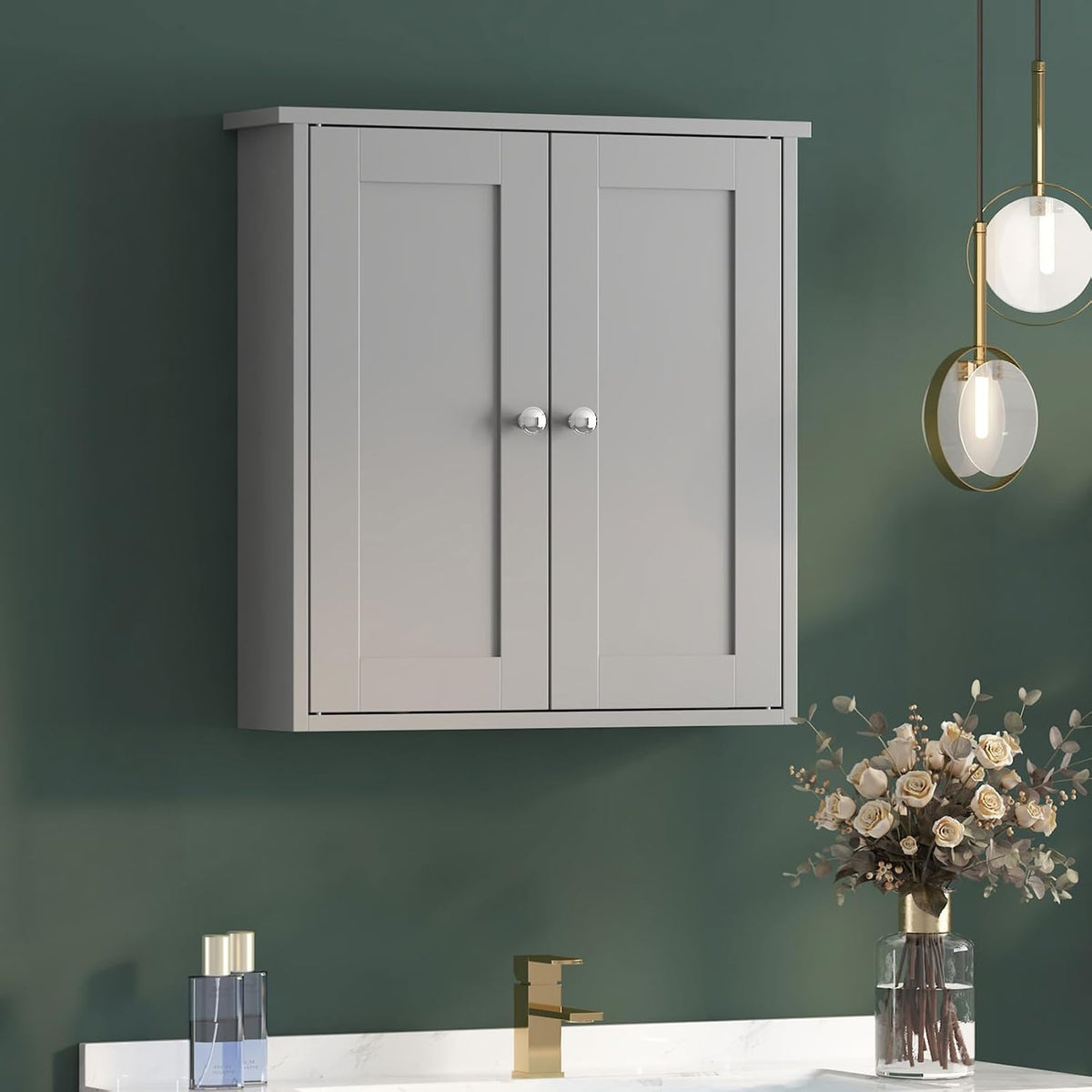 bathroom wall cabinet,22x23 gray bathroom cabinet wall mounted, main product view