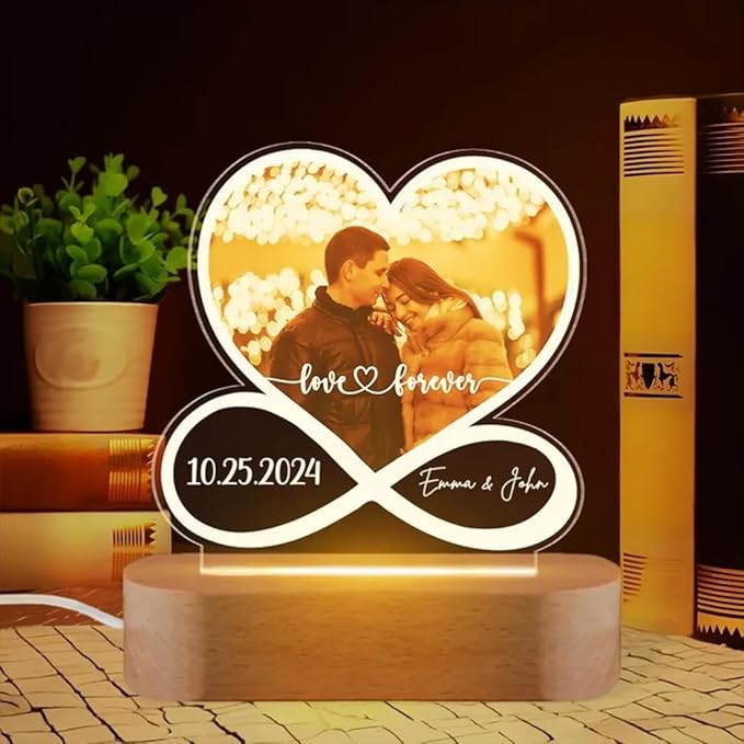 Personalized Couple Night Light, Custom Photo by Custom