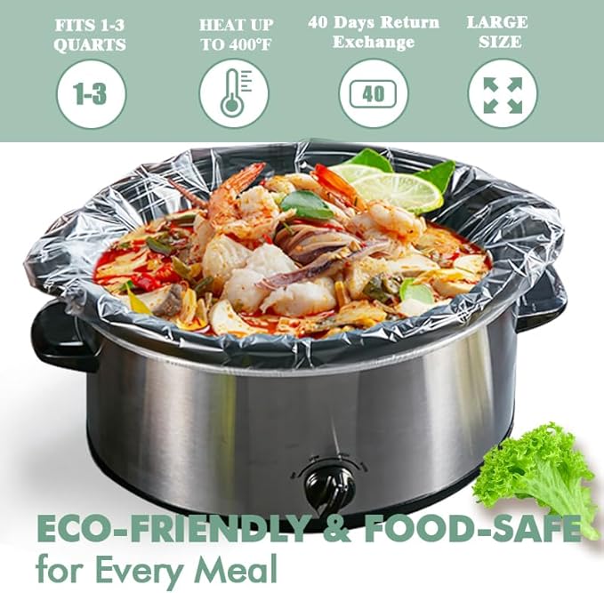 Slow Cooker Liners, 40 Cooking Bags, Medium Disposable Pot Liner Plastic Bags - Image 6