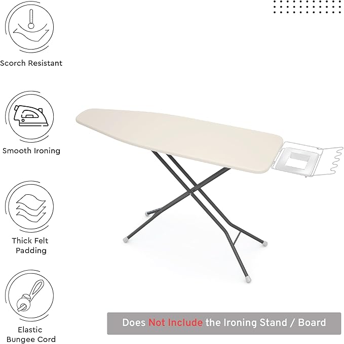 Encasa XO Ironing Board Cover and Pad 54"x18" - 4mm Felt X-Large Iron Board - Image 2