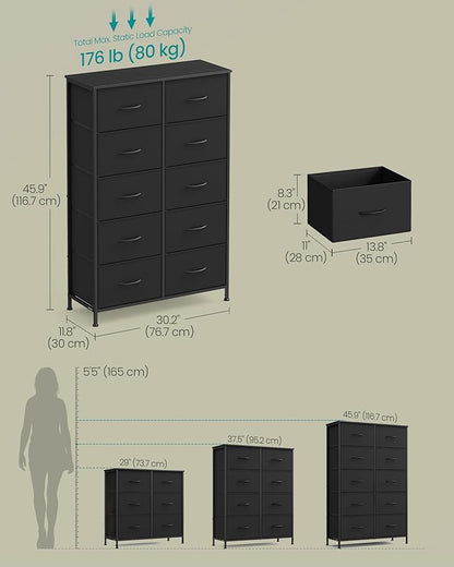 SONGMICS Dresser for Bedroom, Chest of Drawers, 10 Non-Woven Fabric Drawers - Image 2